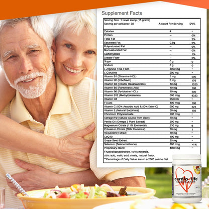 Health Guardian Cardio for Life L-Arginine Powder 16oz – Natural Nitric Oxide & Energy – Peach