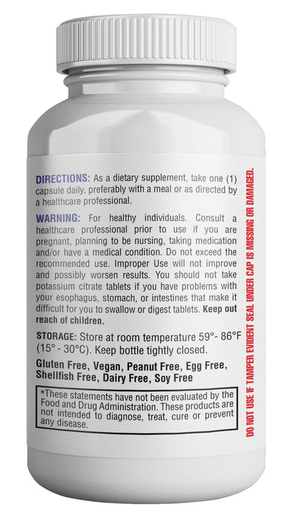 Potassium Citrate Capsule 99mg – Essential Electrolyte for Nerve, Muscle & Heart Health (120 Capsules)