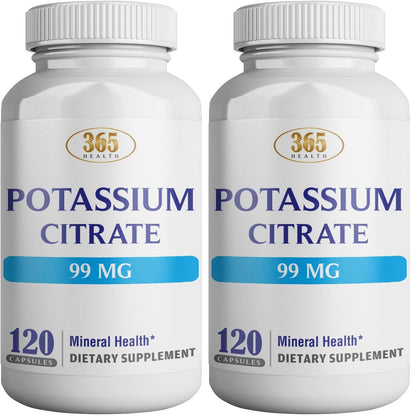 Potassium Citrate Capsule - Essential Electrolyte Support for Nerve, Muscle & Heart Health | 120 Capsules (Pack of 2)