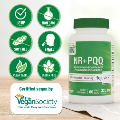 NAD+ Activator NR + PQQ - 300mg NR, 20mg PQQ | Pack of 60 | Non-GMO
