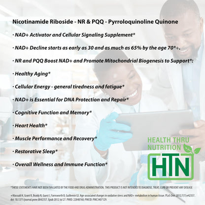 NAD+ Activator NR + PQQ - 300mg NR, 20mg PQQ | Pack of 60 | Non-GMO