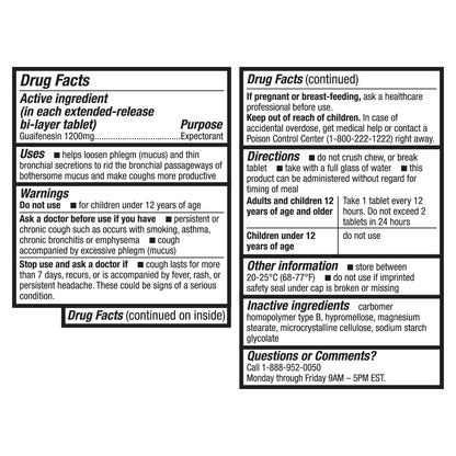HealthA2Z Mucus Relief – Guaifenesin 1200 mg, 50 Tablets, 12-Hour Expectorant