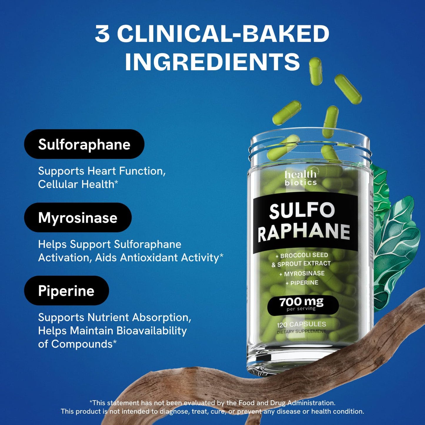 Healthbiotics Sulforaphane Supplement | Organic Broccoli Sprouts & Stabilized Sulforaphane – 240 Pills (2 Packs)