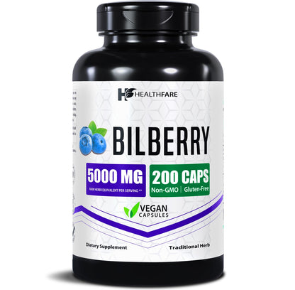 Healthfare Bilberry Eye Supplement - 5000mg Extract | Vision & Eye Health