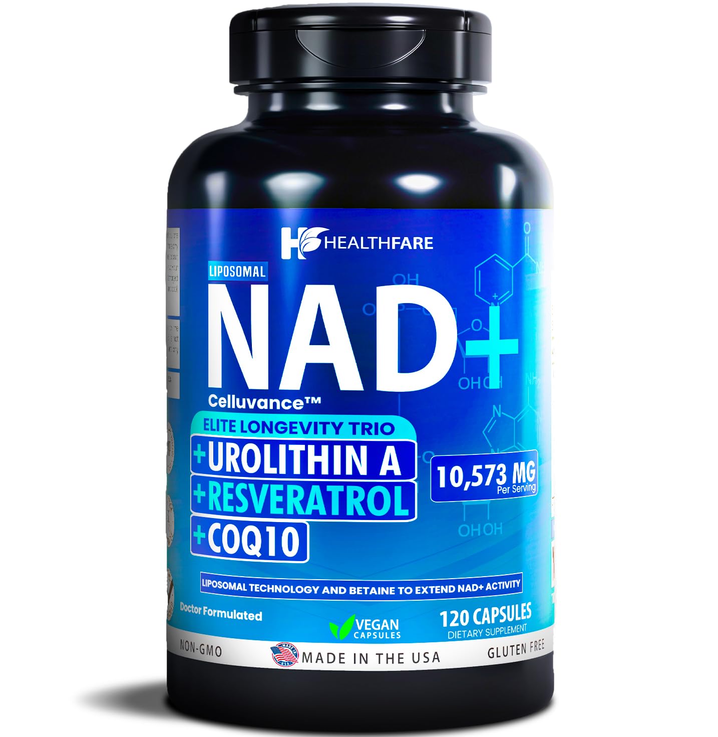 Healthfare NAD+ Liposomal 10,573mg | Resveratrol, CoQ10, NMN Alternative
