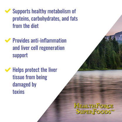 HealthForce SuperFoods Liver Rescue - Natural Liver Cleanse with Milk Thistle & Dandelion Root | Gluten-Free & Vegan | 120 Capsules