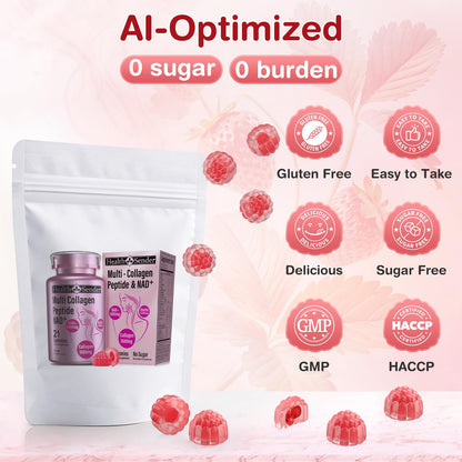 HealthSender Collagen Gummies – 1500mg Collagen, NAD 1000mg, Biotin 15000mcg