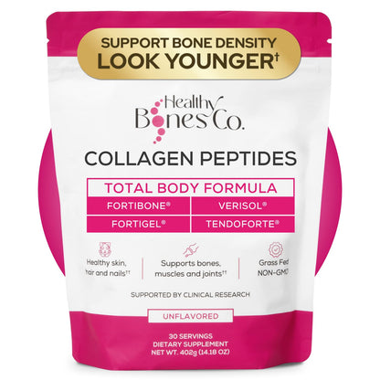 Healthy Bones Co. FORTIBONE Premium Bone Health Collagen Peptides with FORTIGEL, VERISOL & TENDOFORTE | 30 Servings