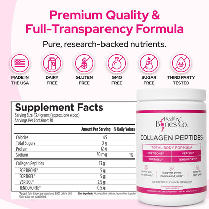 Healthy Bones Co. FORTIBONE Premium Bone Health Collagen Peptides
