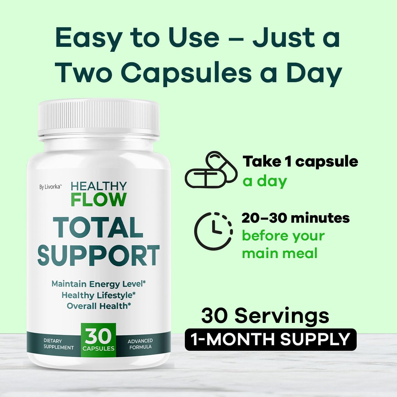 Healthy Flow Capsules | Official HealthyFlow Supplement – Premium All-Natural Ingredients, 30 Capsules