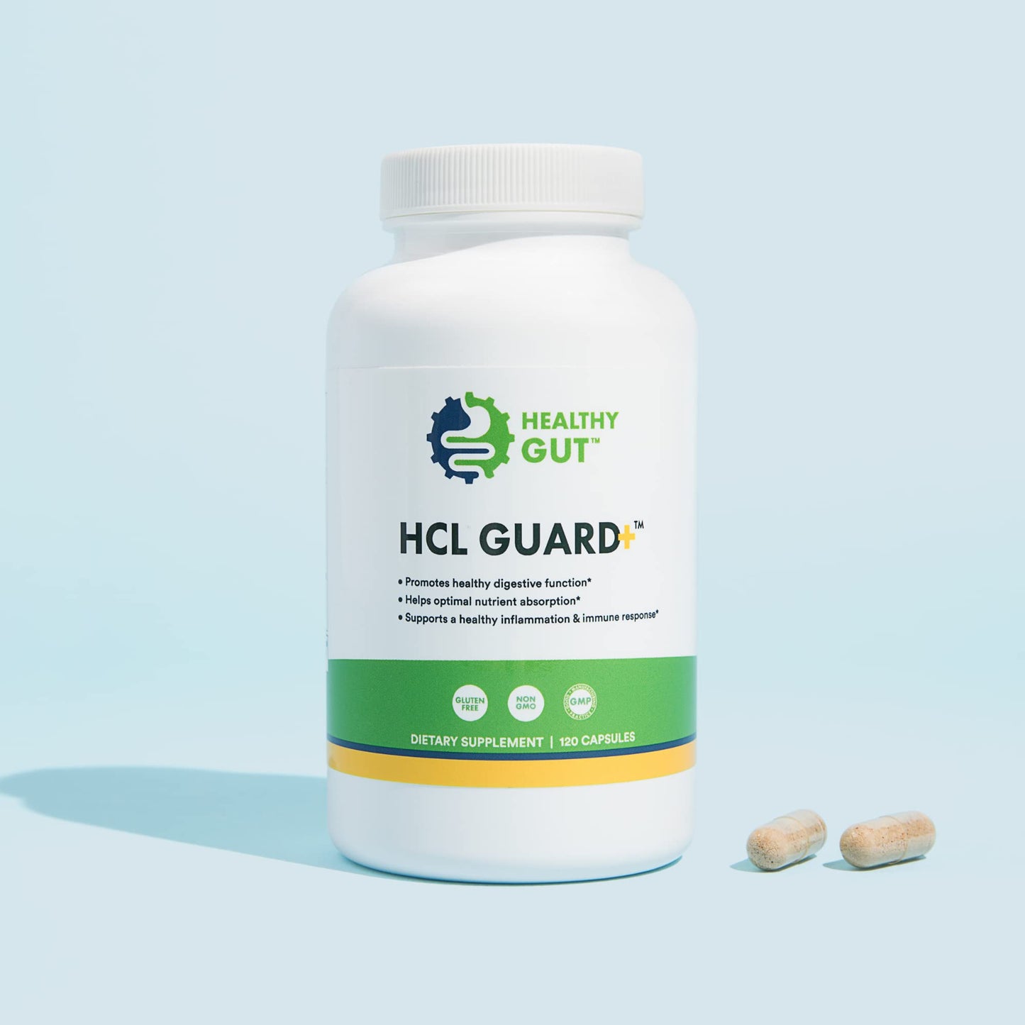 Healthy Gut HCL Guard+ | Supports Digestive Function with Betaine HCl, Ginger, DGL, Pepsin | 60 Servings