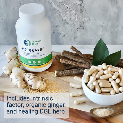 Healthy Gut HCL Guard+ | Supports Digestive Function with Betaine HCl, Ginger, DGL, Pepsin | 60 Servings