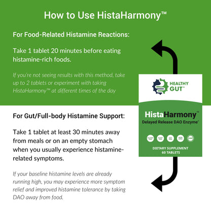 Healthy Gut HistaHarmony DAO Enzyme Supplement – 30,000 HDU, Delayed Release, 60 Servings
