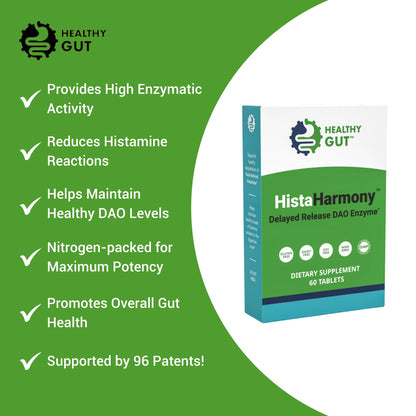 Healthy Gut HistaHarmony DAO Enzyme Supplement – 30,000 HDU, Delayed Release, 60 Servings