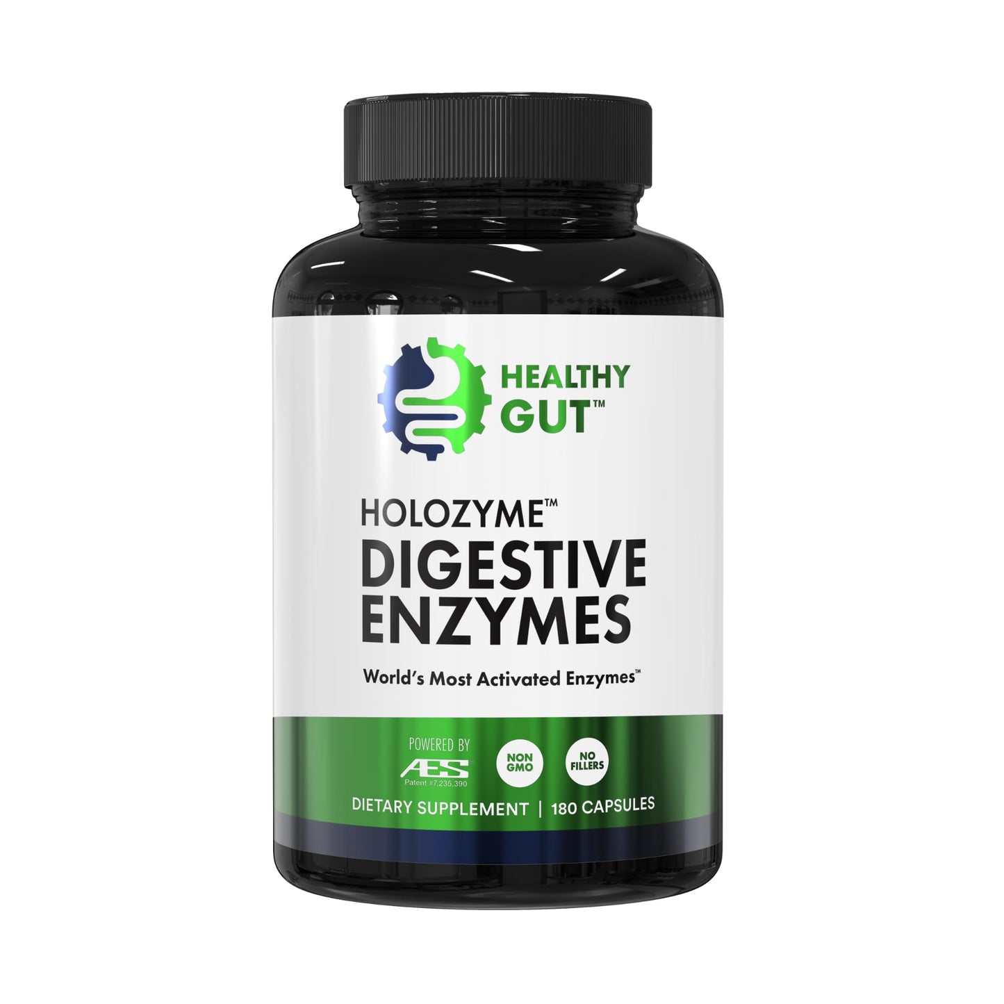 Healthy Gut HoloZyme Max Strength Digestive Enzymes | FODMAP Support with Inulinase, Amyloglucosidase & Invertase | 90 Servings