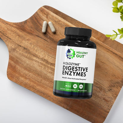 Healthy Gut HoloZyme Max Strength Digestive Enzymes | FODMAP Support with Inulinase, Amyloglucosidase & Invertase | 90 Servings