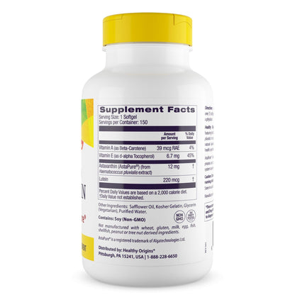 Healthy Origins Astaxanthin 12 mg – Astapure, Triple Strength, 150 Softgels
