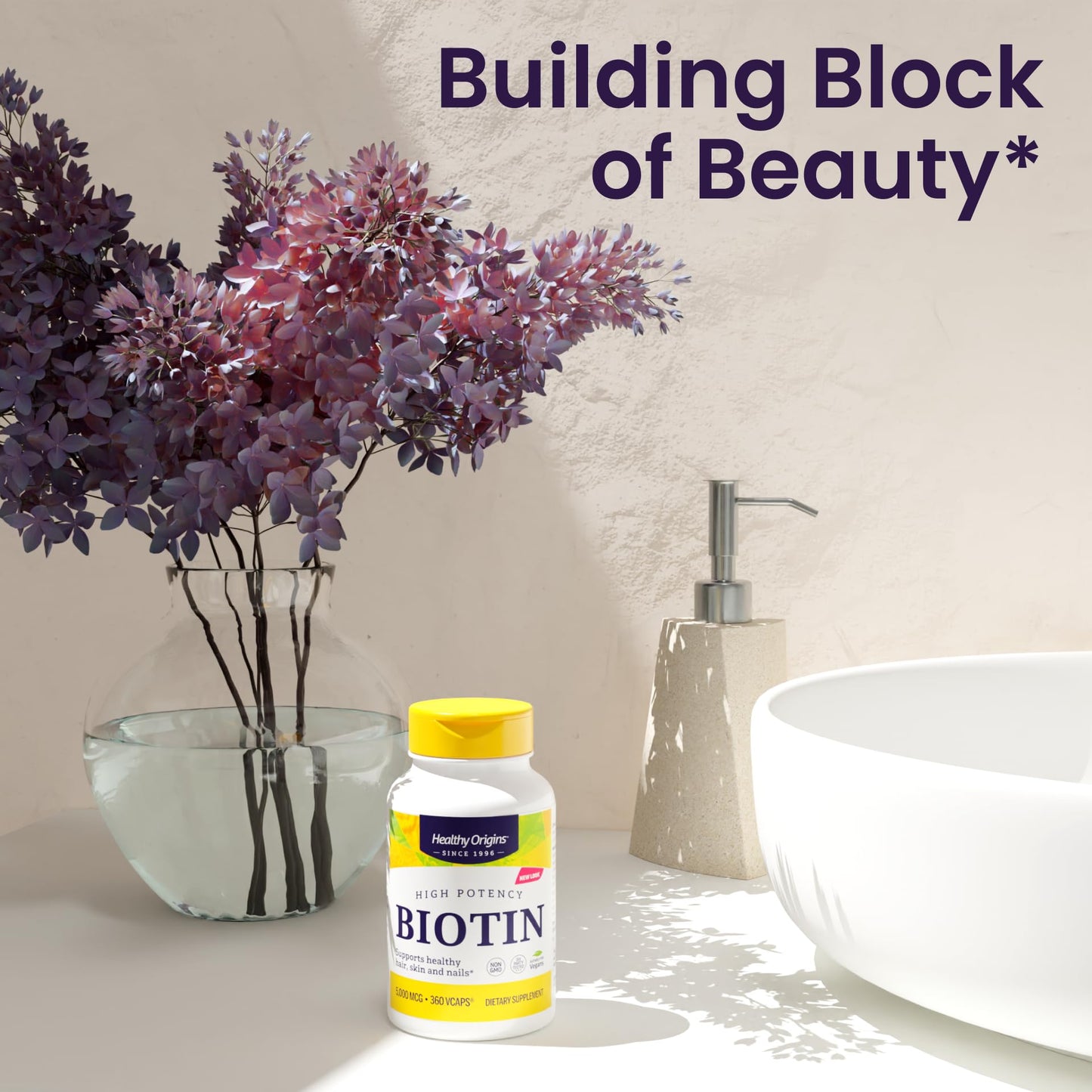 Healthy Origins Biotin 10,000 mcg – USP Grade, Non-GMO, Gluten Free | Hair & Nail Support