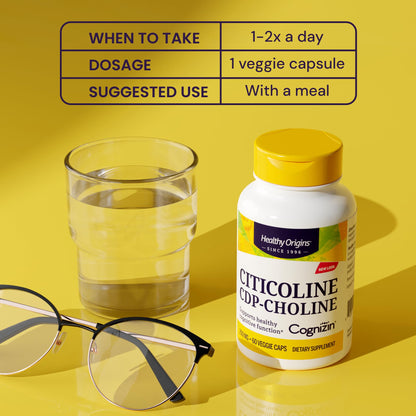 Healthy Origins Cognizin Citicoline 250 mg – Memory Support, CDP Choline (Non-GMO, Vegan, Gluten-Free) – 150 Veggie Capsules