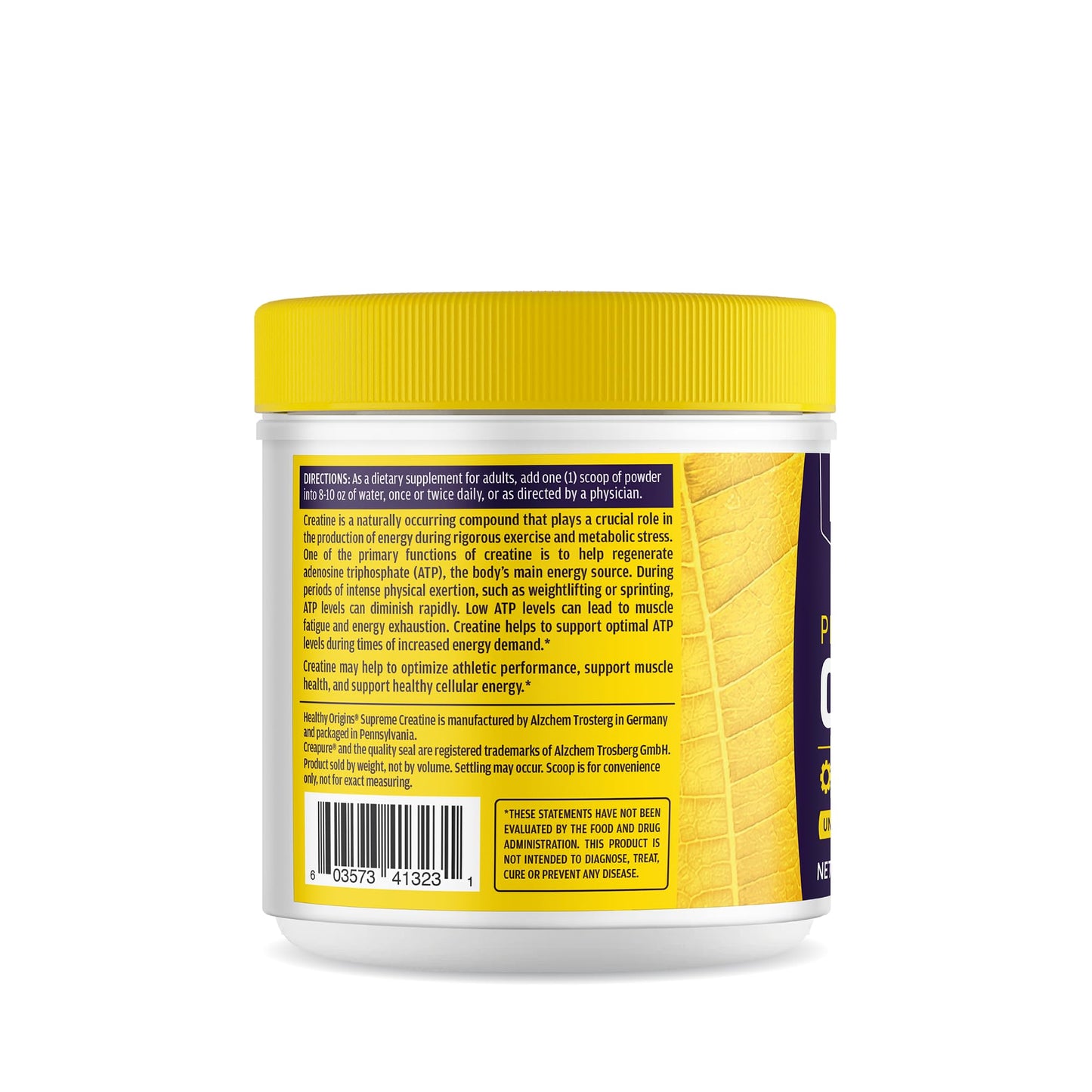 Healthy Origins Creatine with Creapure – Unflavored Micronized Powder (600 g, 120 Servings)