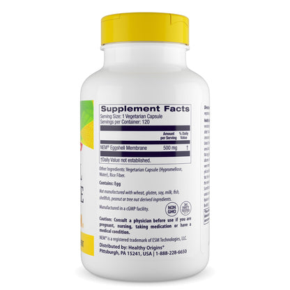Healthy Origins Eggshell Membrane 500 mg (NEM) – Joint Support, Non-GMO, Gluten Free, 120 Veggie Caps