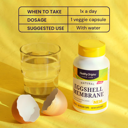 Healthy Origins Eggshell Membrane 500 mg (NEM) – Joint Support, Non-GMO, Gluten Free, 120 Veggie Caps