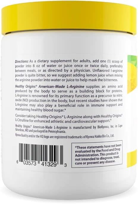 Healthy Origins L-Arginine – American-Made, Non-GMO, Gluten Free, 10.6 oz | Muscle Support