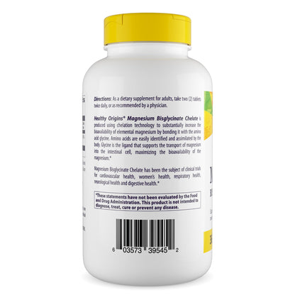 Healthy Origins Magnesium Bisglycinate Chelate – Non-GMO, Gluten Free, Vegan, Cardiovascular & Bone Support, 360 Tablets