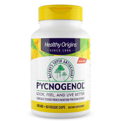 Healthy Origins Pycnogenol 100 mg – Pine Bark Extract, Non-GMO, 60 Veggie Caps