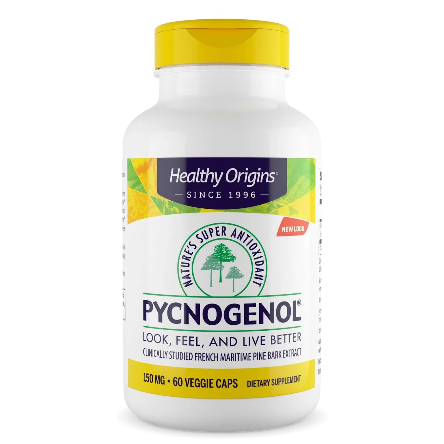 Healthy Origins Pycnogenol 150 mg – French Maritime Pine Bark Extract, Non-GMO, Vegan, 60 Veggie Capsules