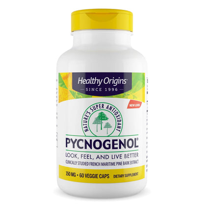 Healthy Origins Pycnogenol 150 mg – French Maritime Pine Bark Extract, Non-GMO, Vegan, 60 Veggie Capsules