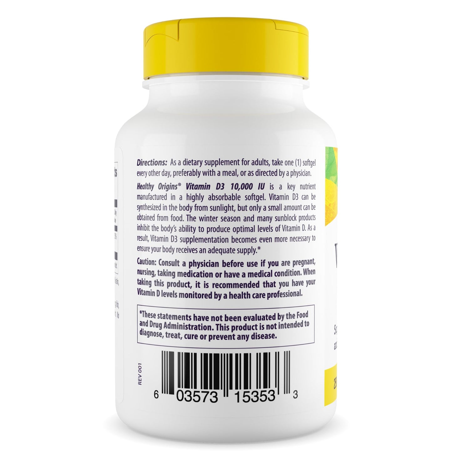Healthy Origins Vitamin D3 10,000 IU - 120 Softgels (Non-GMO, Gluten Free)