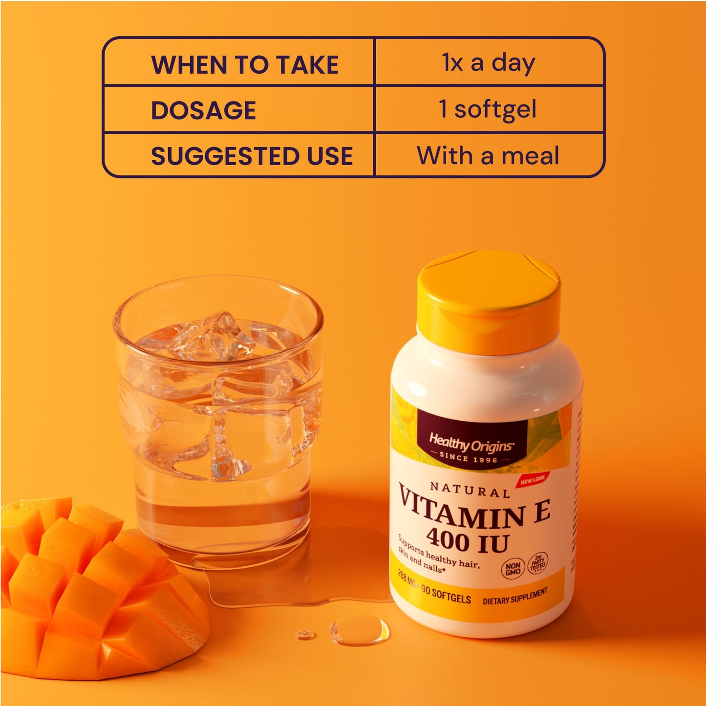 Healthy Origins Vitamin E 400 IU – Natural, Non-GMO, Gluten Free, 180 Softgels