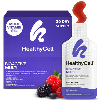 HealthyCell Bioactive Daily Liquid Multivitamin for Men & Women – 20+ Vitamins, Minerals & Antioxidants in 30 Gel Packs