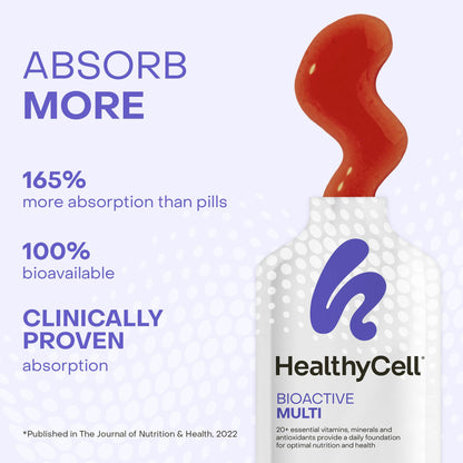 HealthyCell Bioactive Daily Liquid Multivitamin for Men & Women – 20+ Vitamins, Minerals & Antioxidants in 30 Gel Packs