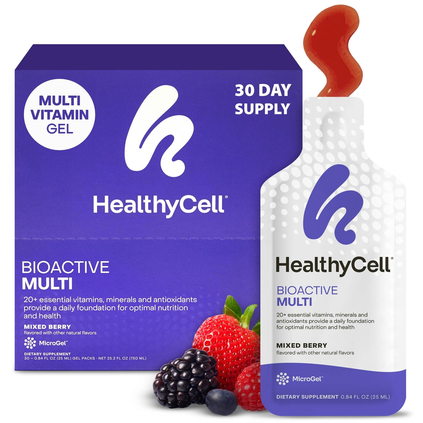 HealthyCell Bioactive Daily Liquid Multivitamin for Men & Women – 20+ Vitamins, Minerals & Antioxidants in 30 Gel Packs