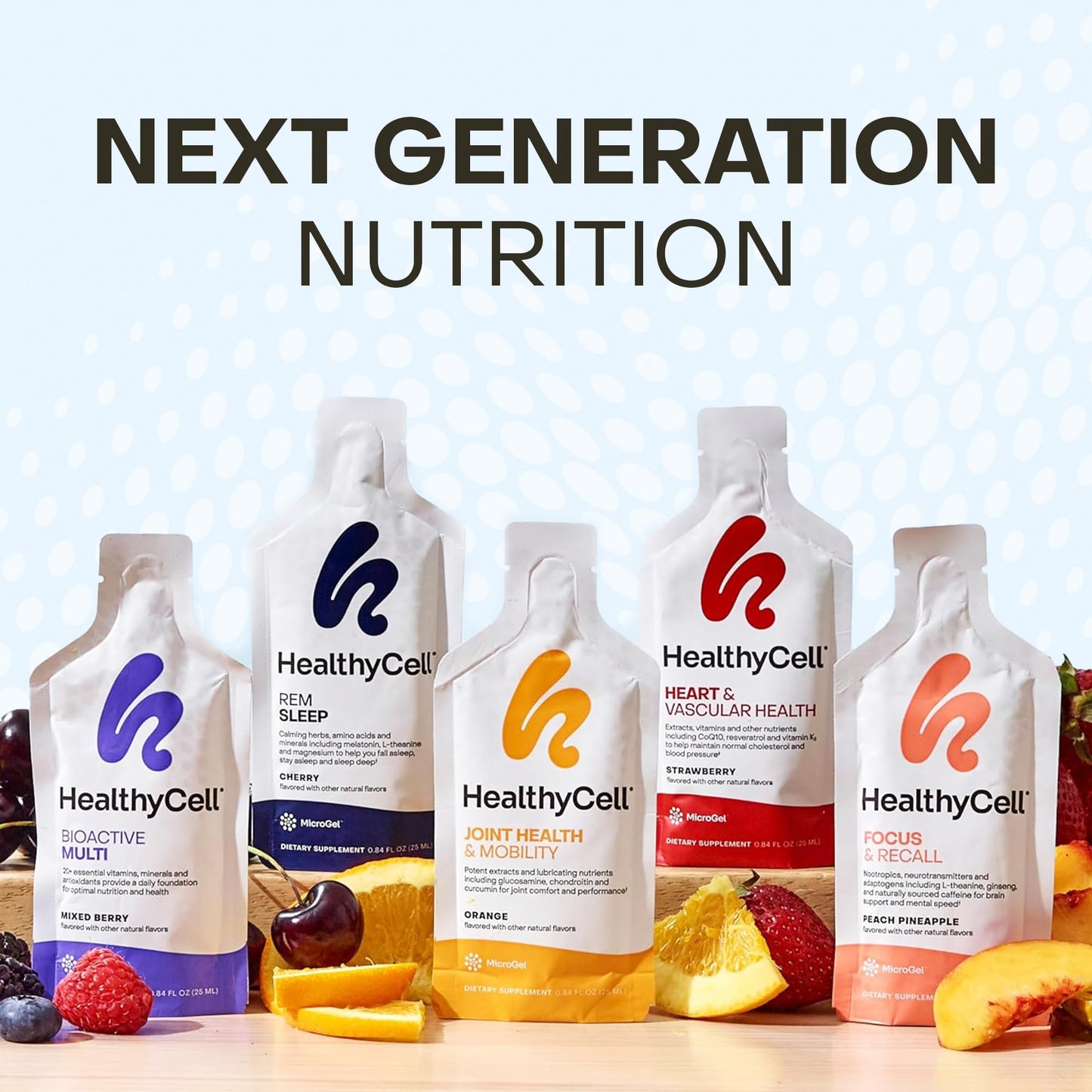 HealthyCell Focus & Recall | Daily Liquid Brain Supplement for Focus & Memory (30 Gel Packs)