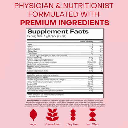 HealthyCell Heart & Vascular Health Daily Liquid Supplement – Beet Root, CoQ10, Resveratrol, Omega-3, Vitamin K2 | 30 Gel Packs