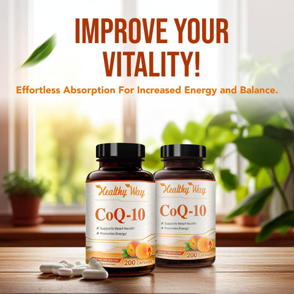 HealthyWayRx CoQ10 200mg Capsules — Non-GMO, Quick Absorption, Once Daily