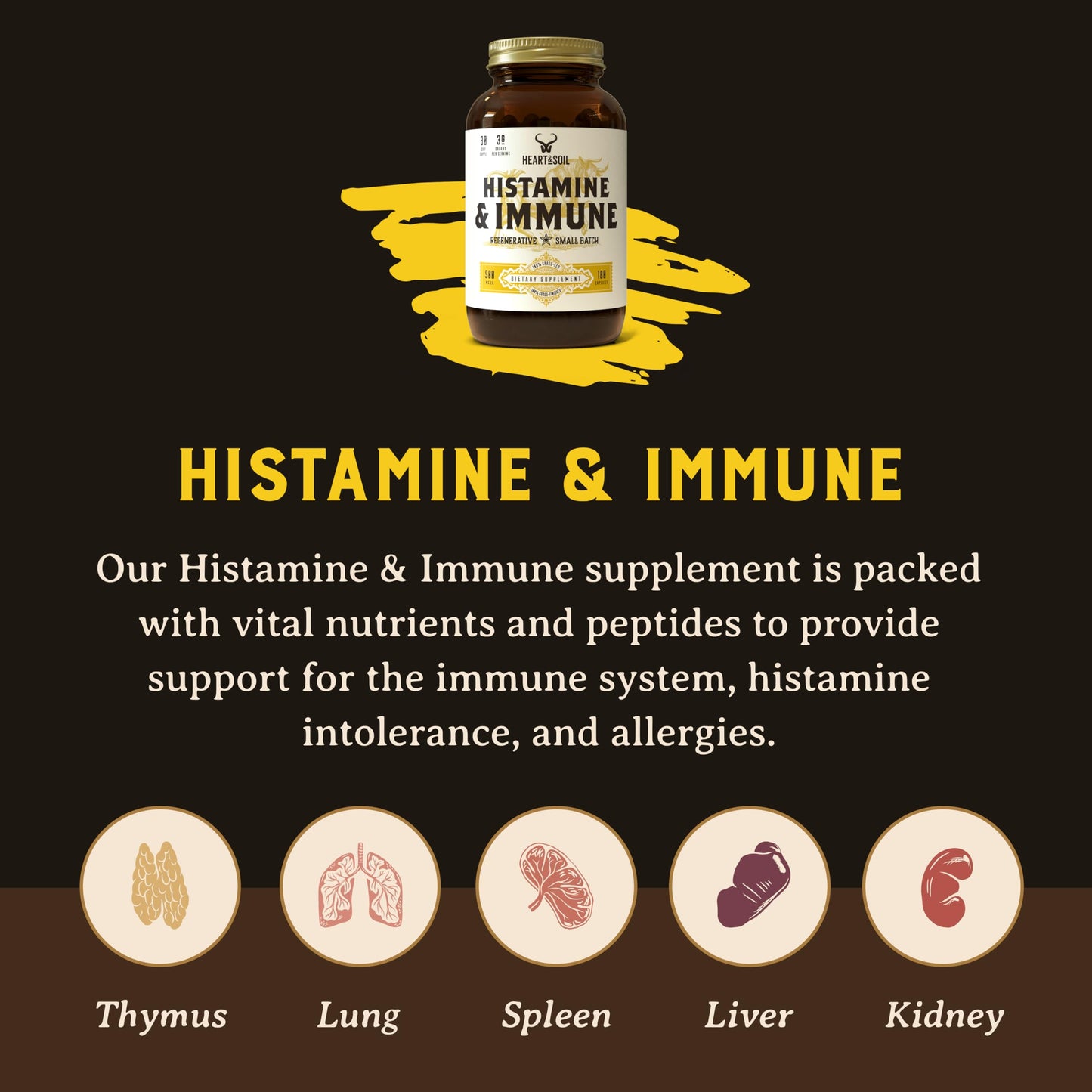 Heart & Soil Histamine & Immune Support – 3000mg DAO Enzyme (180 Capsules)