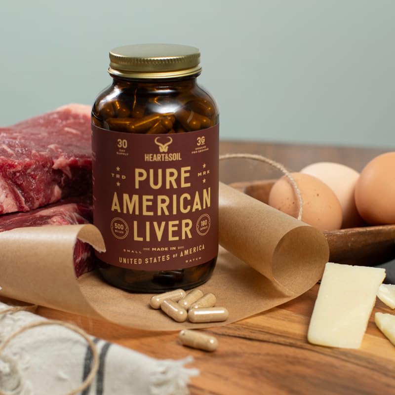 HEART & SOIL Beef Liver Capsules – 3000mg, Grass-Fed, 180 Capsules, Made in USA