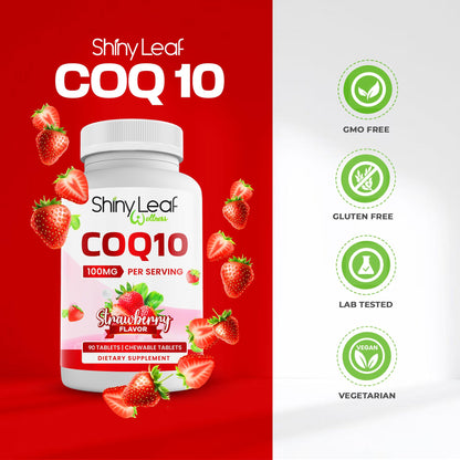 Shiny Leaf CoQ10 100mg Chewable – Heart Health & Energy, 90 Tabs, Made in USA