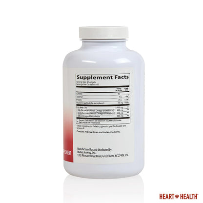 Heart Health Essential Omega-3 Fish Oil with Vitamin E – High EPA & DHA (60 Servings) | Gluten-Free & Non-GMO