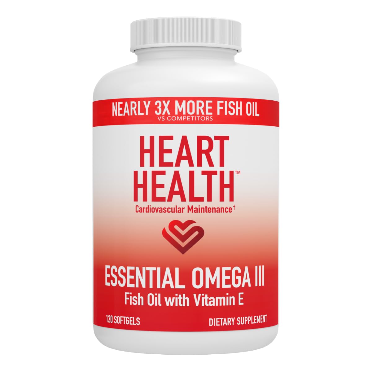 Heart Health Essential Omega-3 Fish Oil with Vitamin E – High EPA & DHA (60 Servings) | Gluten-Free & Non-GMO