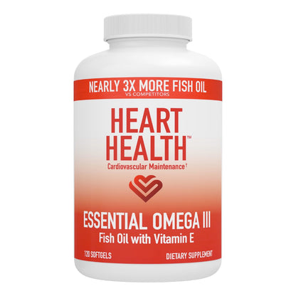 Heart Health Essential Omega-3 Fish Oil with Vitamin E – High EPA & DHA (60 Servings) | Gluten-Free & Non-GMO