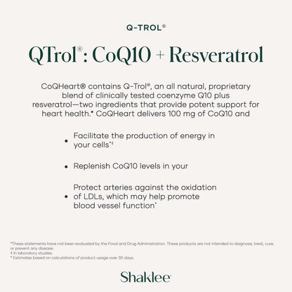CoQHeart with Q-Trol - CoQ10 & Resveratrol for Heart Health & Energy