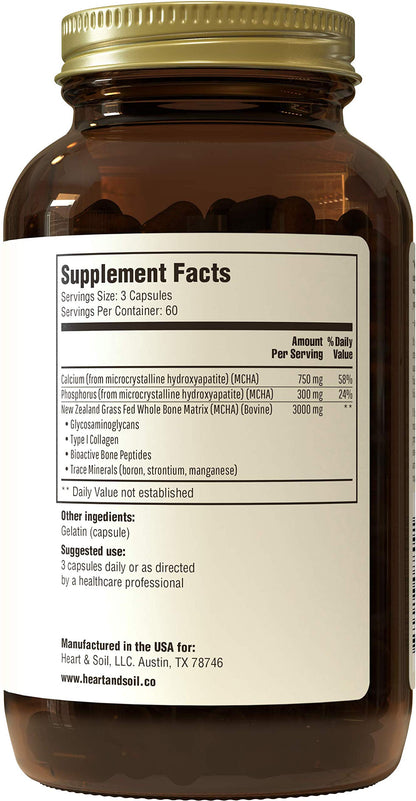 Heart & Soil Grass-Fed Bone Matrix — Joint Health & Flexibility (180 Capsules)