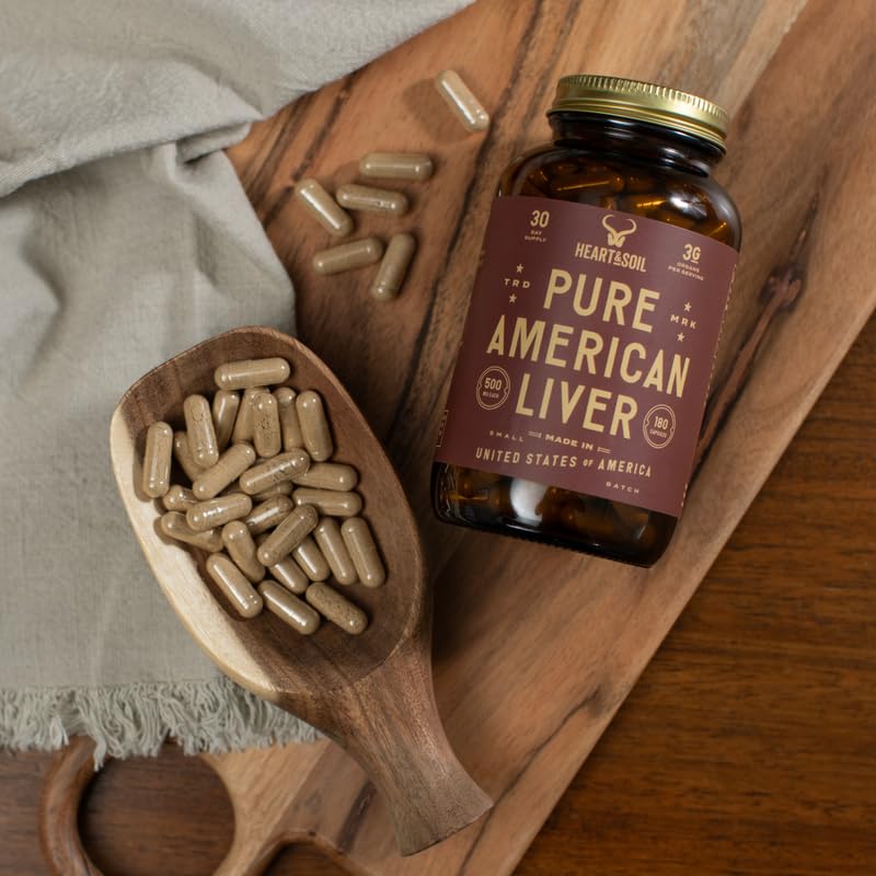HEART & SOIL Beef Liver Capsules – 3000mg, Grass-Fed, 180 Capsules, Made in USA
