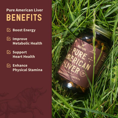 HEART & SOIL Beef Liver Capsules – 3000mg, Grass-Fed, 180 Capsules, Made in USA