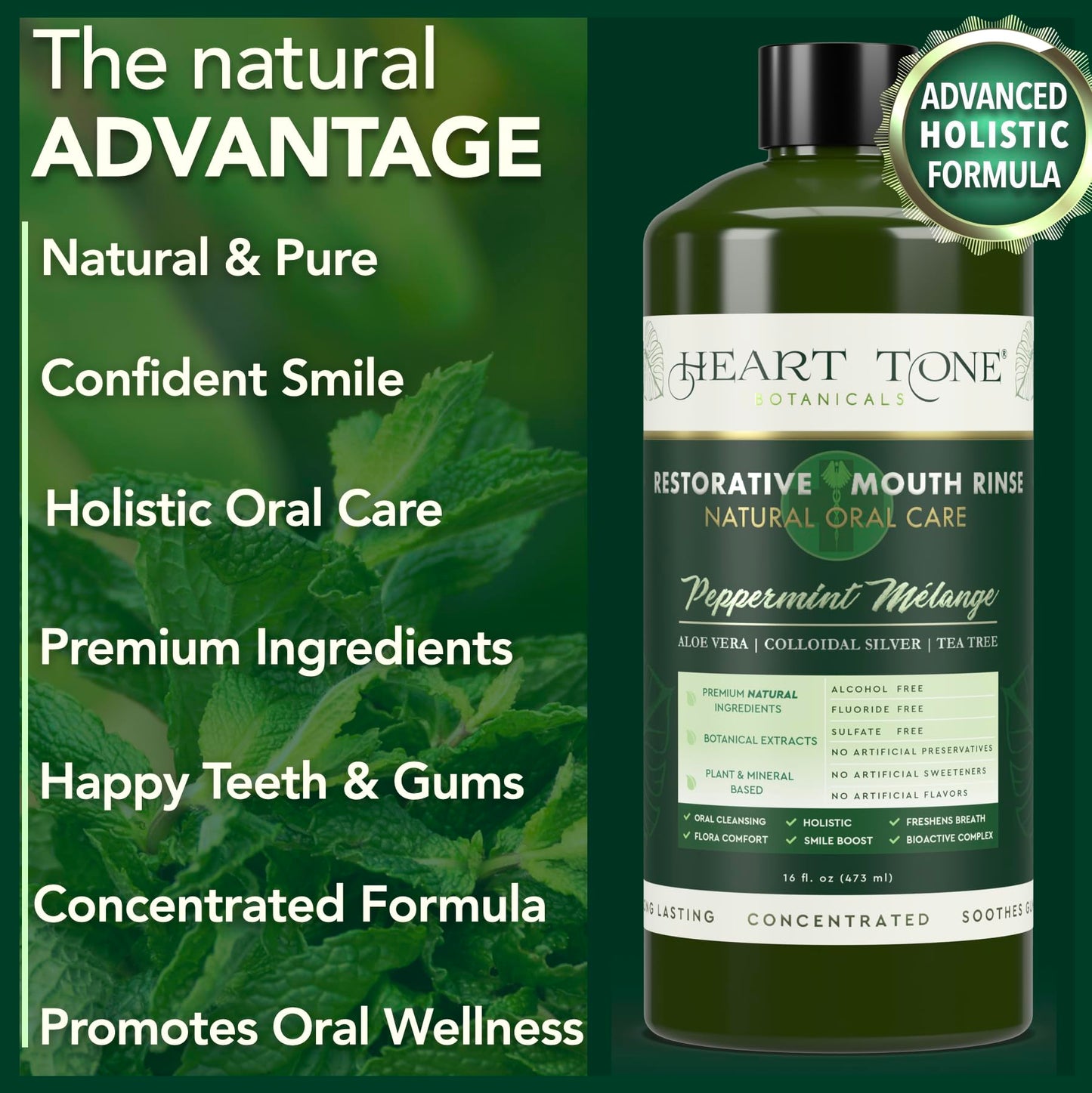 Heart Tone Botanicals Nano Silver Mouthwash – All Natural, Fluoride Free